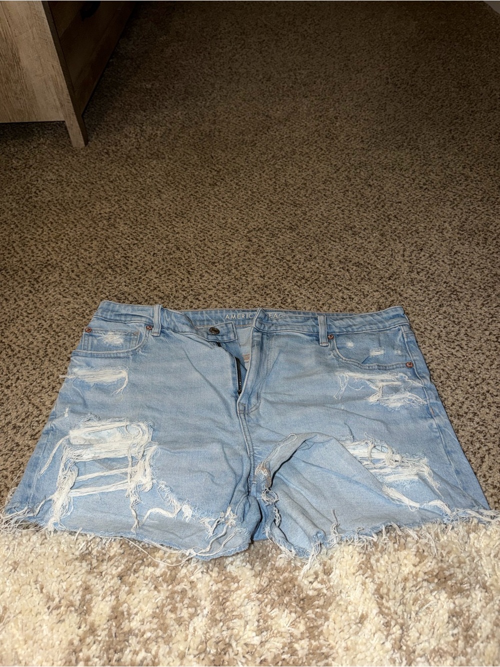 American Eagle Outfitters Light Wash Distressed Denim Shorts